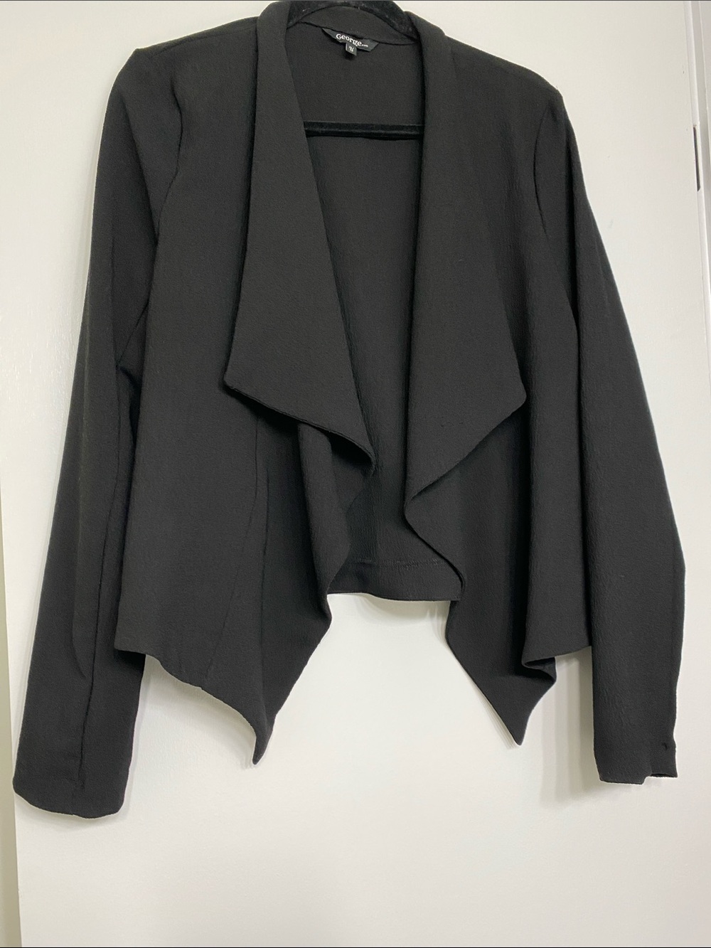 George Black Draped Open-Front Blazer